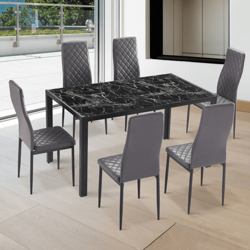 Mesa de jantar Lacey Mármore preto 135 x 75 x 80 cm