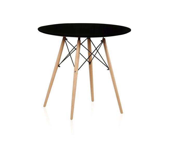 Mesa de comedor redonda en negro 80 cm tower negro 80cm x 75 x cm