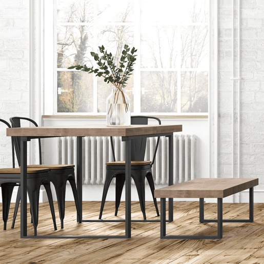 Banco Loft Carvalho Selvagem - Preto, Carvalho Selvagem - Branco, Carvalho Boreal - Preto, Carvalho Mel - Preto 120 x 47 x 34 cm