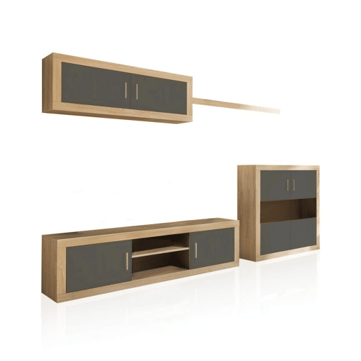 Sala de estar Nuka V7 Cambria - Branco, Cambria - Grafite 290 x 156 x 41,4 cm Sala de estar Nuka V7 Cambria - Branco, Cambria - Grafite 290 x 156 x 41,4 cm