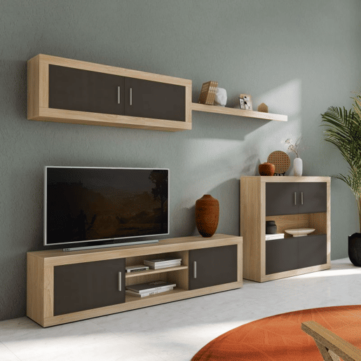 Sala de estar Nuka V7 Cambria - Branco, Cambria - Grafite 290 x 156 x 41,4 cm Sala de estar Nuka V7 Cambria - Branco, Cambria - Grafite 290 x 156 x 41,4 cm