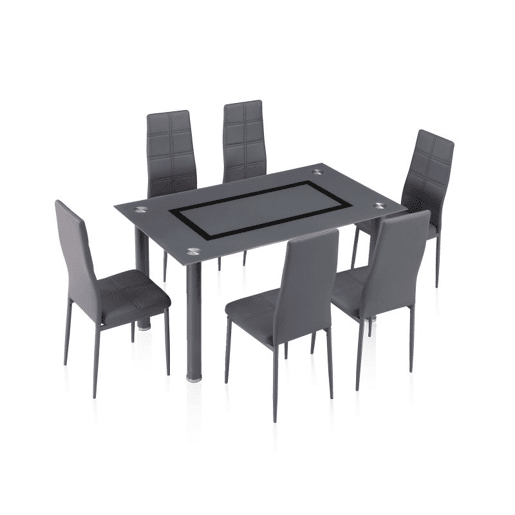 Mesa de jantar cinzenta Cinzento - Vidro cinzento 140 x 76 x 80 cm