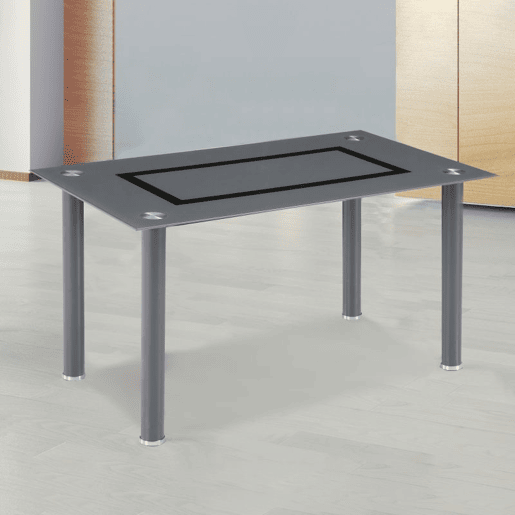 Mesa de jantar cinzenta Cinzento - Vidro cinzento 140 x 76 x 80 cm