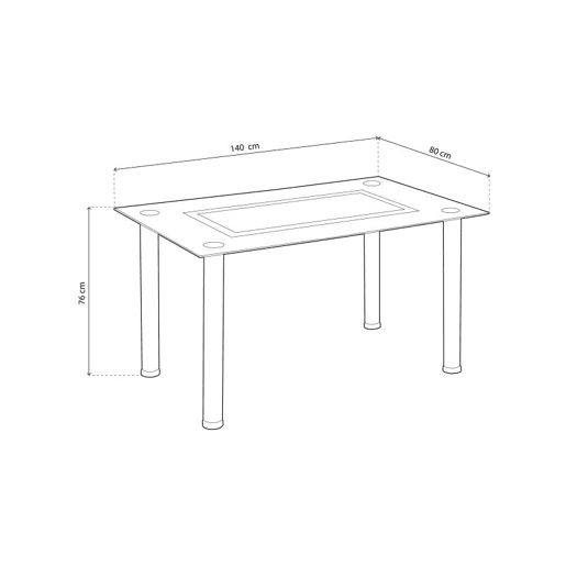 Mesa de jantar cinzenta Cinzento - Vidro cinzento 140 x 76 x 80 cm
