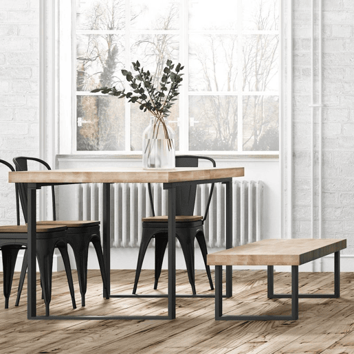 Banco Loft Carvalho Selvagem - Preto, Carvalho Selvagem - Branco, Carvalho Boreal - Preto, Carvalho Mel - Preto 120 x 47 x 34 cm