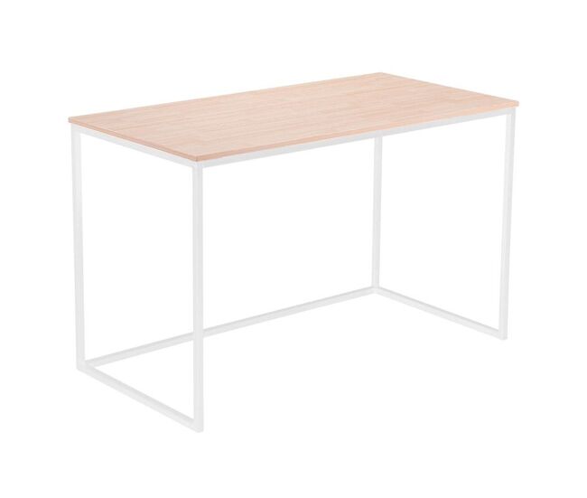 Mesa de escritorio con estructura metálica en blanco y roble salvaje 120x60 cm mia roble salvaje - blanco 120x60 cm