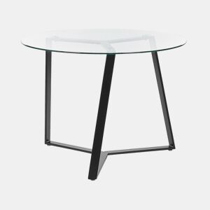 Mesa de jantar KEBRI Preto 100 cm 100 cm Vidro de segurança (temperado)