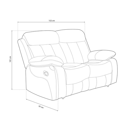 Sofá de relaxamento de 2 lugares Kendal Chocolate 152cm x 101 x 97 cm