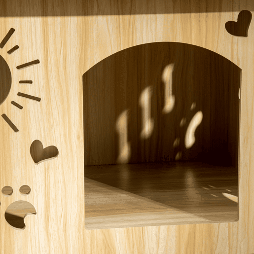 PawHut Casa de Madeira para Cães Pequenos Casa para Animais de Estimação com Porta Dianteira Desenhos em Forma de Sol Coração Pata 69x50x58,5cm Madeira e Preto