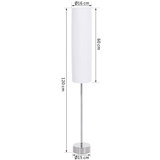HOMCOM Candeeiro de Pé Moderno para Quarto, Escritório e Sala de Estar (2 Lâmpadas E27) com Interruptor, Baixo Consumo e Base de Aço Inoxidável, 120 cm, Branco