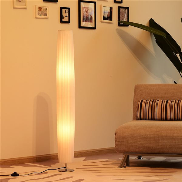 Lámpara de pie Homcom 2 luces E27 40W pulsador de pie blanco 120x15x15 cm