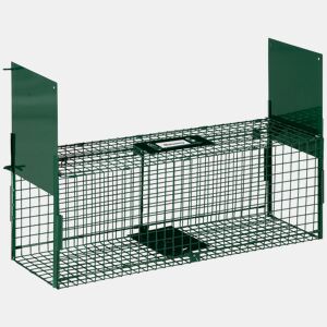 Outsunny Armadilha para Animais Vivos com 2 Portas Gaiola Metálica com Alça para Ratos e Roedores 80x25x30 cm Verde Escuro