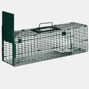 Outsunny Armadilha para Animais Vivos com Porta Jaula Metálica com Pegador para Ratos Pequenos 60x18x20 cm Verde Escuro