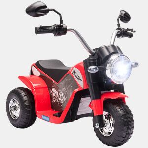 HOMCOM Motocicleta Elétrica Infantil com 3 Rodas Triciclo a Bateria 6V para Crianças de 18-36 Meses com Farol Buzina 72x57x56cm Vermelho