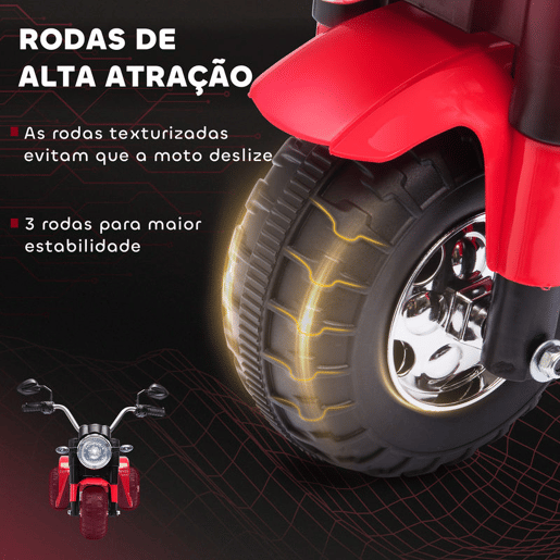 HOMCOM Motocicleta Elétrica Infantil com 3 Rodas Triciclo a Bateria 6V para Crianças de 18-36 Meses com Farol Buzina 72x57x56cm Vermelho HOMCOM Motocicleta Elétrica Infantil com 3 Rodas Triciclo a Bateria 6V para Crianças de 18-36 Meses com Farol Buzina 72x57x56cm Vermelho