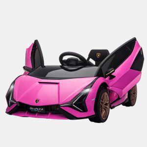 HOMCOM Carro Elétrico Lamborghini SIAN 12V para Crianças acima de 3 Anos com Controle Remoto Abertura da Porta Música MP3 USB e Faróis 108x62x40cm Rosa