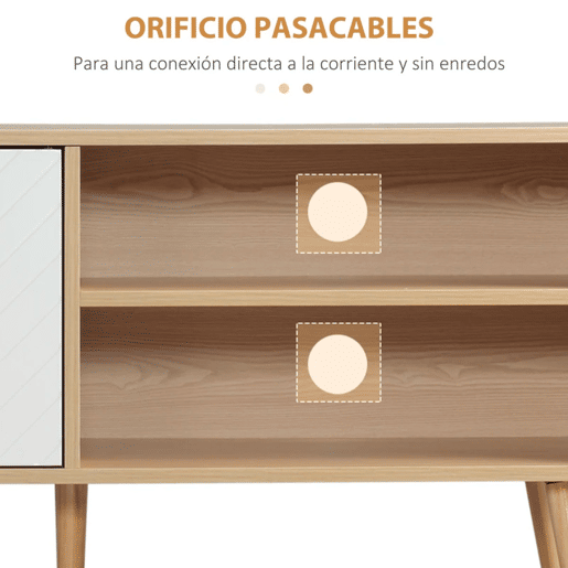 HOMCOM Móvel de TV Moderno Móvel de TV para Sala de Estar com 2 Portas e 2 Prateleiras de Armazenamento para Televisores de até 46 para Dormitório 110x39x48,8cm Madeira e Branco