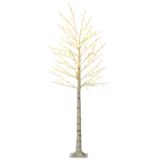 HOMCOM Árvore Cerejeira com 180 Luzes LED IP4 Banco Quente Candeeiro Decorativo com Flor de Cereja com Luz Ajustável em 3 Modos para Sala de Estar Festas Interiores 21,5x21,5x180cm Branco