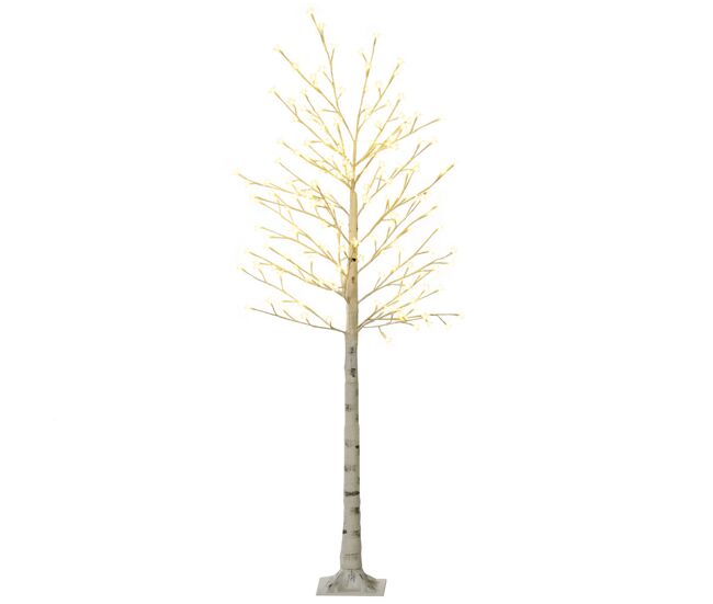 Homcom árbol de cerezo artificial 180 cm, lámpara de árbol con 180 luces led blanco cálido, base, luz ajustable en 3 modos, decoración navidad para interiores y exteriores, blanco