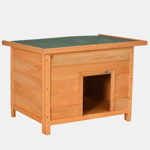 PawHut Casa para Cães de Madeira Casa para Animais de Estimação Elevada com Teto Asfáltico Abatível Impermeável e 4 Almofadas Antiderrapantes 85x58x58cm Madeira
