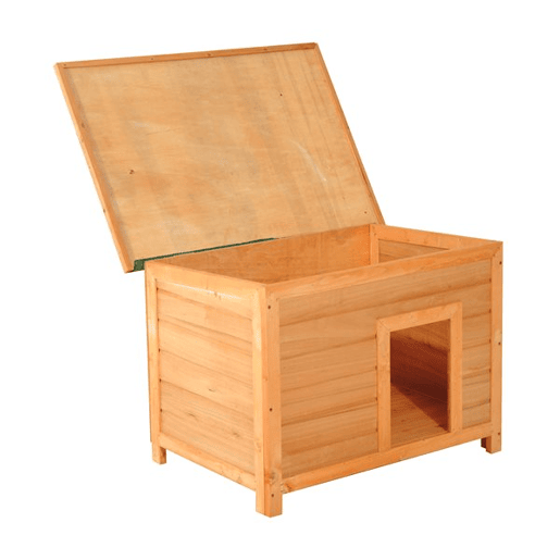 PawHut Casa para Cães de Madeira Casa para Animais de Estimação Elevada com Teto Asfáltico Abatível Impermeável e 4 Almofadas Antiderrapantes 85x58x58cm Madeira