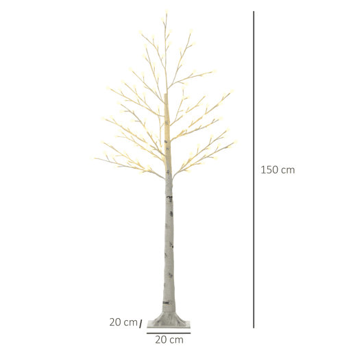 HOMCOM Árvore Sintética Altura 150cm com 120 Luzes LED IP44 Ajustável em 3 Modos Ramos Flexíveis e Base de Candeeiro Árvore de Decoração de Natal para Interiores 20x20x150cm Branco HOMCOM Árvore Sintética Altura 150cm com 120 Luzes LED IP44 Ajustável em 3 Modos Ramos Flexíveis e Base de Candeeiro Árvore de Decoração de Natal para Interiores 20x20x150cm Branco