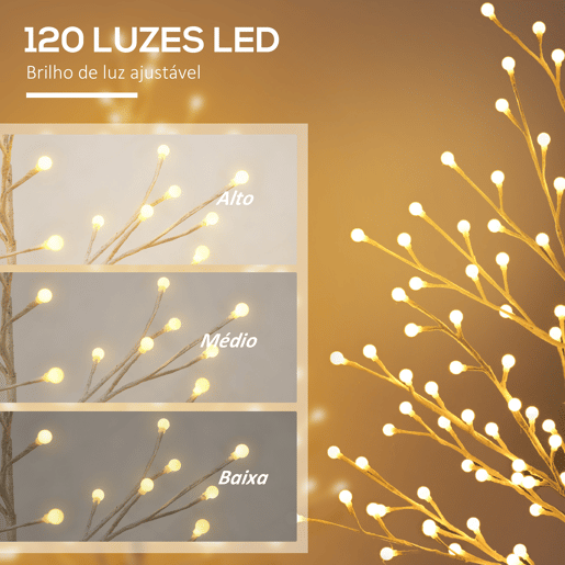 HOMCOM Árvore Sintética Altura 150cm com 120 Luzes LED IP44 Ajustável em 3 Modos Ramos Flexíveis e Base de Candeeiro Árvore de Decoração de Natal para Interiores 20x20x150cm Branco HOMCOM Árvore Sintética Altura 150cm com 120 Luzes LED IP44 Ajustável em 3 Modos Ramos Flexíveis e Base de Candeeiro Árvore de Decoração de Natal para Interiores 20x20x150cm Branco