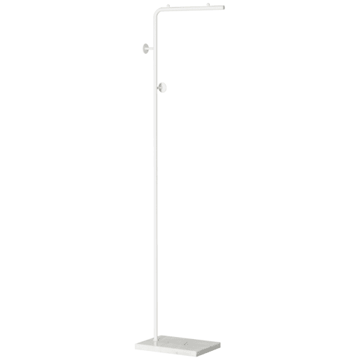 HOMCOM Cabide de Pé Elegante Cabide de Pé para Abrigos com 2 Ganchos Redondos Suspensos e Base de Mármore para Dormitório Corredor Entrada 35x25x170cm Branco