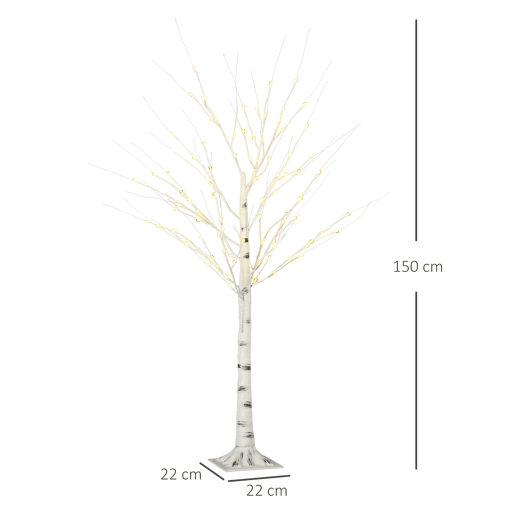 HOMCOM Árvore de Bétula Altura 150cm com 96 Luzes LED IP44 Branco Quente Ramos Flexíveis e Base de Candeeiro Árvore de Decoração de Natal para Interiores 22x22x150cm Branco HOMCOM Árvore de Bétula Altura 150cm com 96 Luzes LED IP44 Branco Quente Ramos Flexíveis e Base de Candeeiro Árvore de Decoração de Natal para Interiores 22x22x150cm Branco