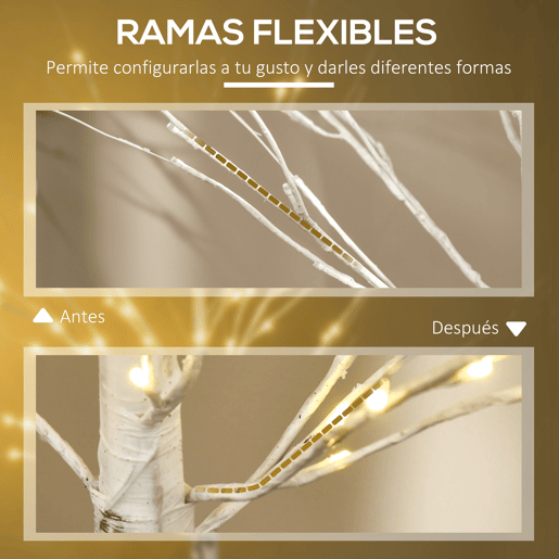 HOMCOM Árvore de Bétula Altura 150cm com 96 Luzes LED IP44 Branco Quente Ramos Flexíveis e Base de Candeeiro Árvore de Decoração de Natal para Interiores 22x22x150cm Branco HOMCOM Árvore de Bétula Altura 150cm com 96 Luzes LED IP44 Branco Quente Ramos Flexíveis e Base de Candeeiro Árvore de Decoração de Natal para Interiores 22x22x150cm Branco