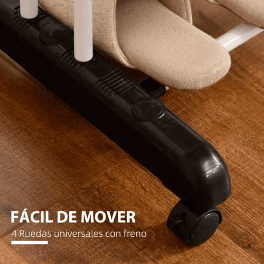 HOMCOM Estendal Dobrável para Roupa com Rodas Estendal Vertical de Aço com 3 Níveis Laterais Dobráveis Carga Máxima 70kg 73x64x177cm Preto e Branco