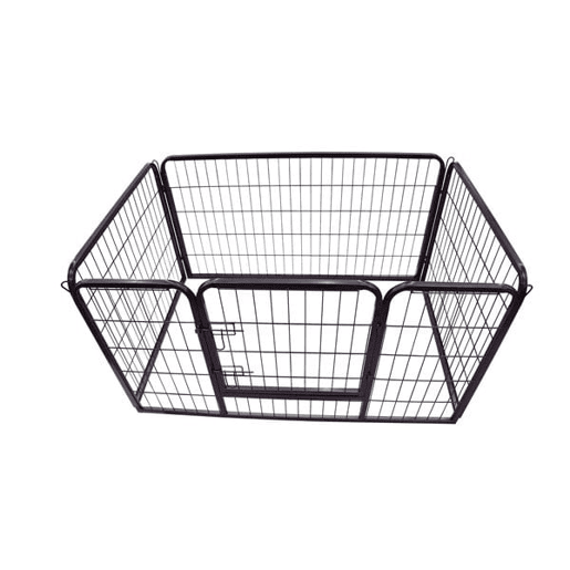 PawHut Parque para Animais de Estimação Retangular Gaiola para Cães 4 Paineis de Metal com Porta e Dupla Fechadura Cerca de Treinamento 129x84x70cm Preto