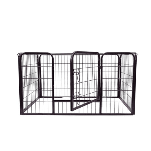 PawHut Parque para Animais de Estimação Retangular Gaiola para Cães 4 Paineis de Metal com Porta e Dupla Fechadura Cerca de Treinamento 129x84x70cm Preto
