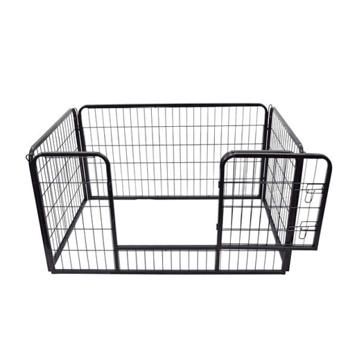 PawHut Parque para Animais de Estimação Retangular Gaiola para Cães 4 Paineis de Metal com Porta e Dupla Fechadura Cerca de Treinamento 129x84x70cm Preto