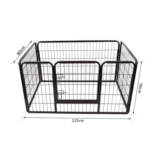 PawHut Parque para Animais de Estimação Retangular Gaiola para Cães 4 Paineis de Metal com Porta e Dupla Fechadura Cerca de Treinamento 129x84x70cm Preto