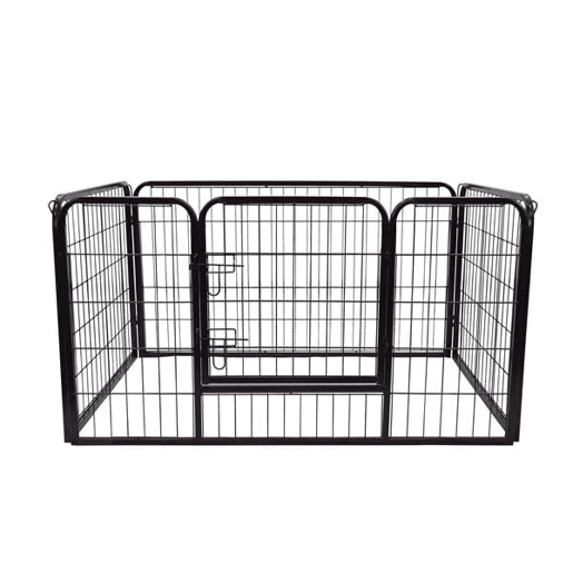 PawHut Parque para Animais de Estimação Retangular Gaiola para Cães 4 Paineis de Metal com Porta e Dupla Fechadura Cerca de Treinamento 129x84x70cm Preto