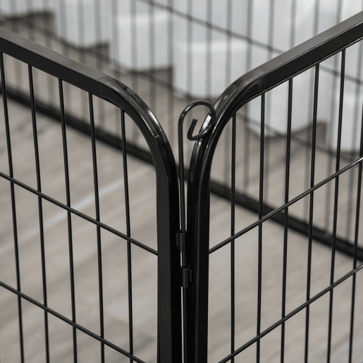 PawHut Parque para Animais de Estimação Retangular Gaiola para Cães 4 Paineis de Metal com Porta e Dupla Fechadura Cerca de Treinamento 129x84x70cm Preto