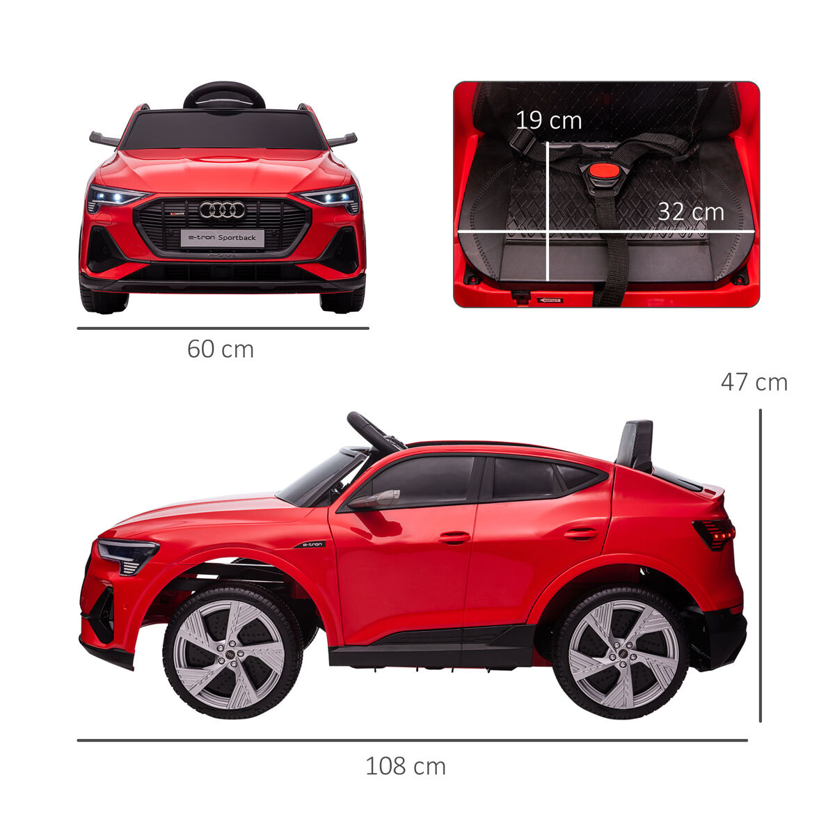 Homcom Coche Eléctrico con Licencia Audi RS e-tron GT Azul para Niños Homcom Coche Eléctrico con Licencia Audi RS e-tron GT Azul para Niños