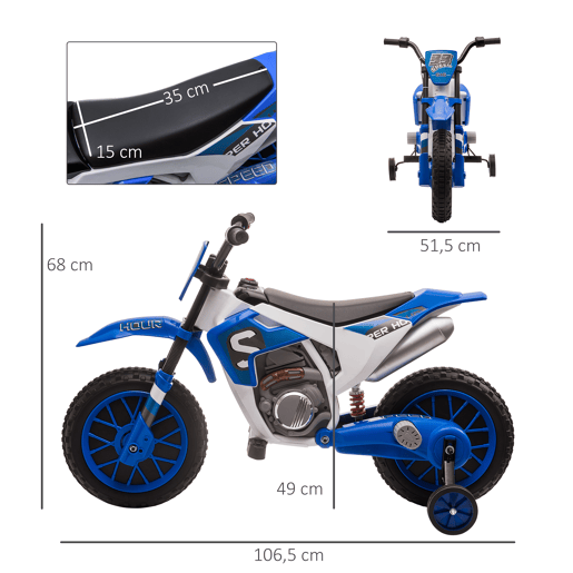 HOMCOM Mota Elétrica para Crianças acima de 3 Anos 12V Mota de Brinquedo Infantil com 2 Rodas de Equilíbrio Velocidade Máx. 8kmh Arranque Suave 106,5x51,5x68cm Azul HOMCOM Mota Elétrica para Crianças acima de 3 Anos 12V Mota de Brinquedo Infantil com 2 Rodas de Equilíbrio Velocidade Máx. 8kmh Arranque Suave 106,5x51,5x68cm Azul