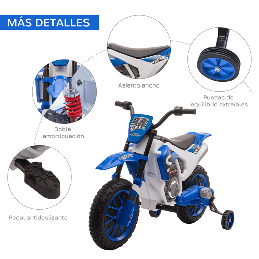 HOMCOM Mota Elétrica para Crianças acima de 3 Anos 12V Mota de Brinquedo Infantil com 2 Rodas de Equilíbrio Velocidade Máx. 8kmh Arranque Suave 106,5x51,5x68cm Azul HOMCOM Mota Elétrica para Crianças acima de 3 Anos 12V Mota de Brinquedo Infantil com 2 Rodas de Equilíbrio Velocidade Máx. 8kmh Arranque Suave 106,5x51,5x68cm Azul