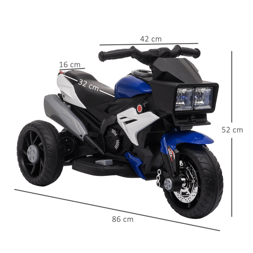HOMCOM Motocicleta Elétrica Infantil com 3 Rodas para Crianças acima de 3 anos Triciclo com Pedal para Crianças Bateria 6V com Luzes Música Pneus Largos 86x42x52cm Azul HOMCOM Motocicleta Elétrica Infantil com 3 Rodas para Crianças acima de 3 anos Triciclo com Pedal para Crianças Bateria 6V com Luzes Música Pneus Largos 86x42x52cm Azul