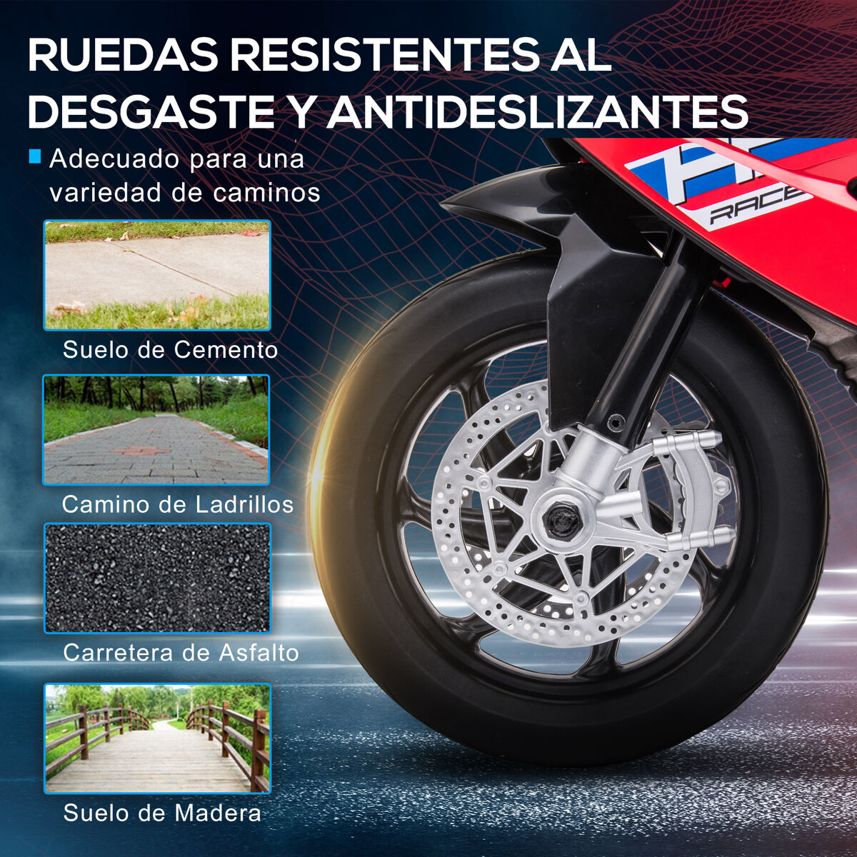 Moto Eléctrica BMW HP4 Para Niños De HOMCOM | 6V Con Música Y Faros | Velocidad De 2.5 Km/h Y Marcha Atrás | Autonomía De 45 Minutos | Carga Máx 30 Kg | Roja