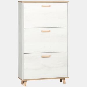 HOMCOM Sapateira Moderna Armário para Sapatos com 3 Gavetas Abatíveis para 12 Pares de Sapatos e Prateleira Ajustável para Corredor Entrada 70x23,5x122cm Branco e Madeira