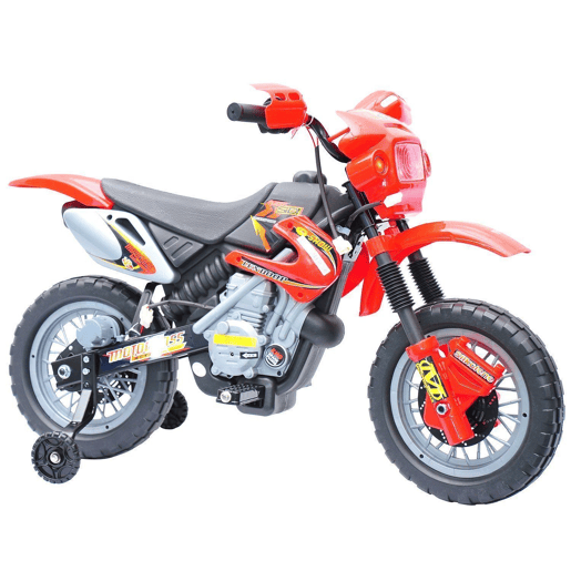 HOMCOM Mota Elétrica para Crianças Mota Elétrica Infantil Bateria 6V para Crianças acima de 3 Anos com Rodas de Apoio 102x53x66 cm Vermelho e Preto