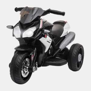HOMCOM Motocicleta Elétrica Infantil com 3 Rodas Triciclo para Crianças acima de 3 anos com Bateria 6V Recarregável Funções de Música Buzina Faróis 86x42x52cm Preto e Branco