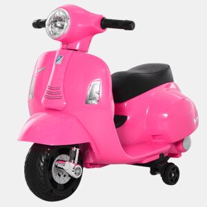 HOMCOM Mota elétrica para crianças com licença acima de 18 meses com faróis buzina e 4 rodas licenciadas 66,5x38x52 cm Rosa