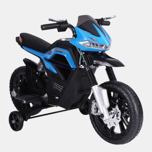 HOMCOM Mota Elétrica Infantil Motocicleta para Crianças acima de 3 anos Bateria 6V com Luzes e Música 105x52,3x62,3cm Azul