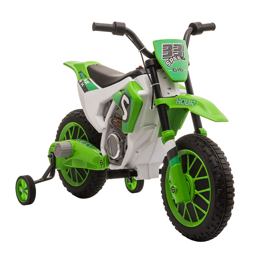 Homcom moto eléctrica para niños de +3 años 12v moto de juguete infantil con 2 ruedas de equilibrio velocidad 3-8 km/h arranque suave 106,5x51,5x68 cm verde