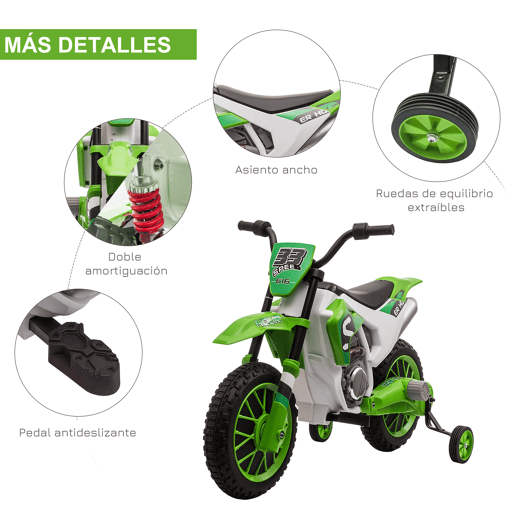 HOMCOM Mota Elétrica para Crianças acima de 3 Anos 12V Mota de Brinquedo Infantil com 2 Rodas de Equilíbrio Velocidade Máx. 8kmh Arranque Suave 106,5x51,5x68cm Verde HOMCOM Mota Elétrica para Crianças acima de 3 Anos 12V Mota de Brinquedo Infantil com 2 Rodas de Equilíbrio Velocidade Máx. 8kmh Arranque Suave 106,5x51,5x68cm Verde