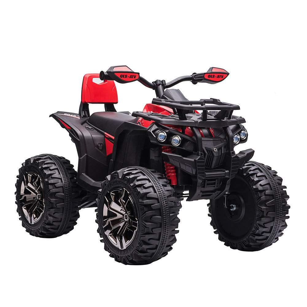 Homcom quad eléctrico para niños 12v, quad para niños de 3–5 años con 2 motores, velocidad 3–8 km/h, música, faros led, mp3, usb, tarjeta tf, pedal, avance y retroceso, rojo